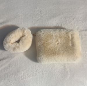 Tan Fuzzy Makeup Bag